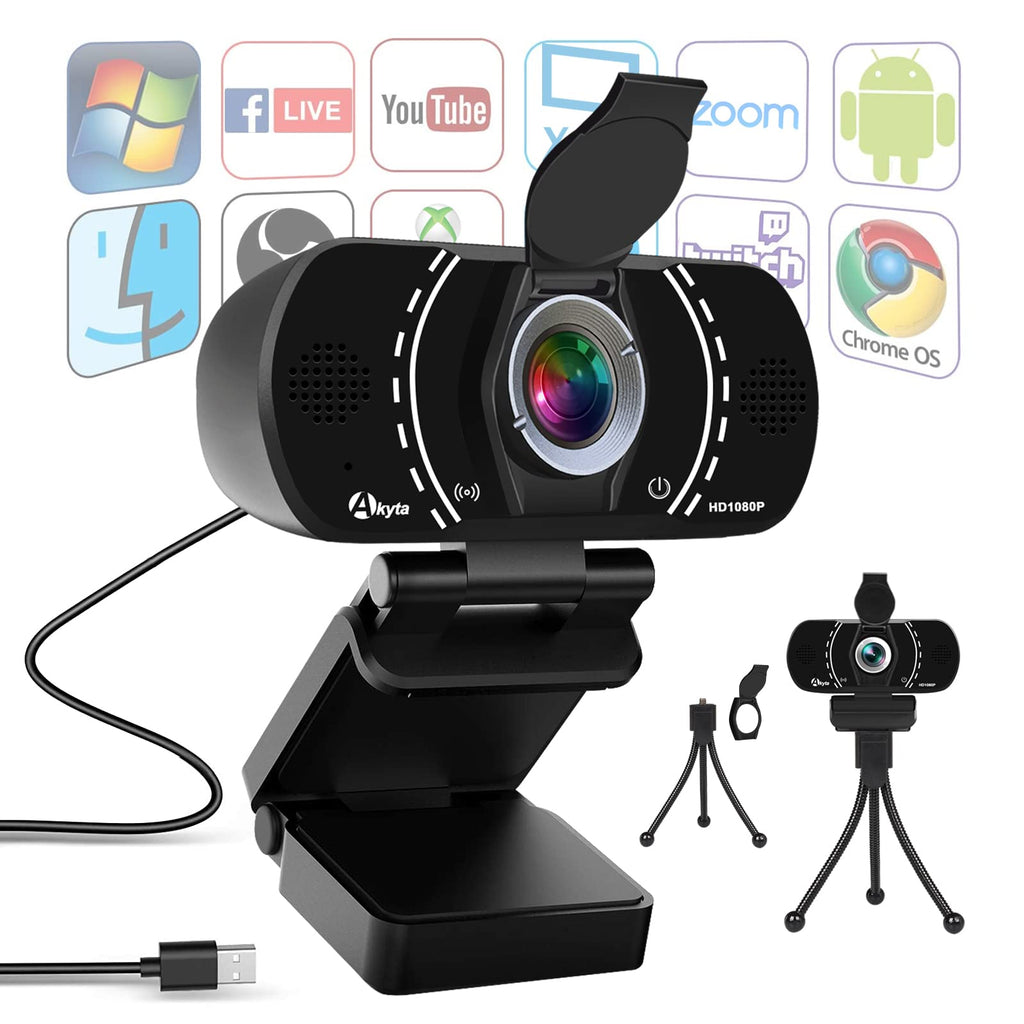  [AUSTRALIA] - 1080p Webcam-Web Camera with Microphone, Akyta 110 Degree Wide Angle Full HD Webcam, Plug and Play, USB Camera for Computer Mac Desktop PC Video Streaming/Calling/Skype/YouTube/Zoom Conference