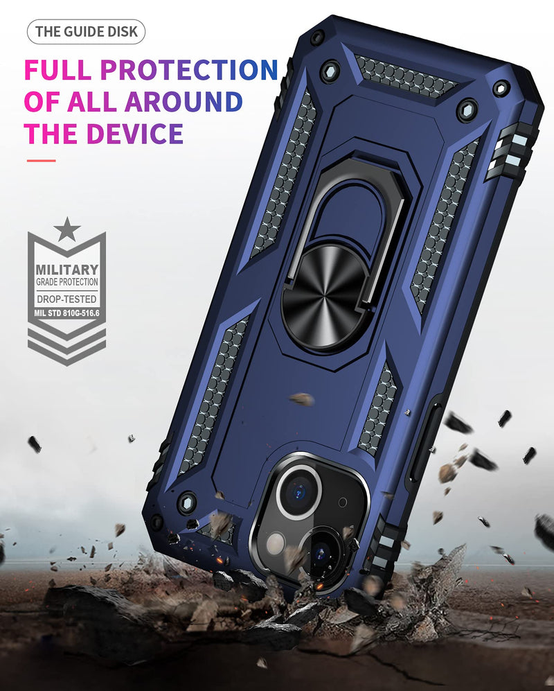  [AUSTRALIA] - Korecase Compatible with iPhone 13 Mini Case Heavy Duty Rugged Full Body Proof Shockproof Screen Camera Protection Built-in 360 Ring Kickstand Military Hard Back Cover for Men Women Blue