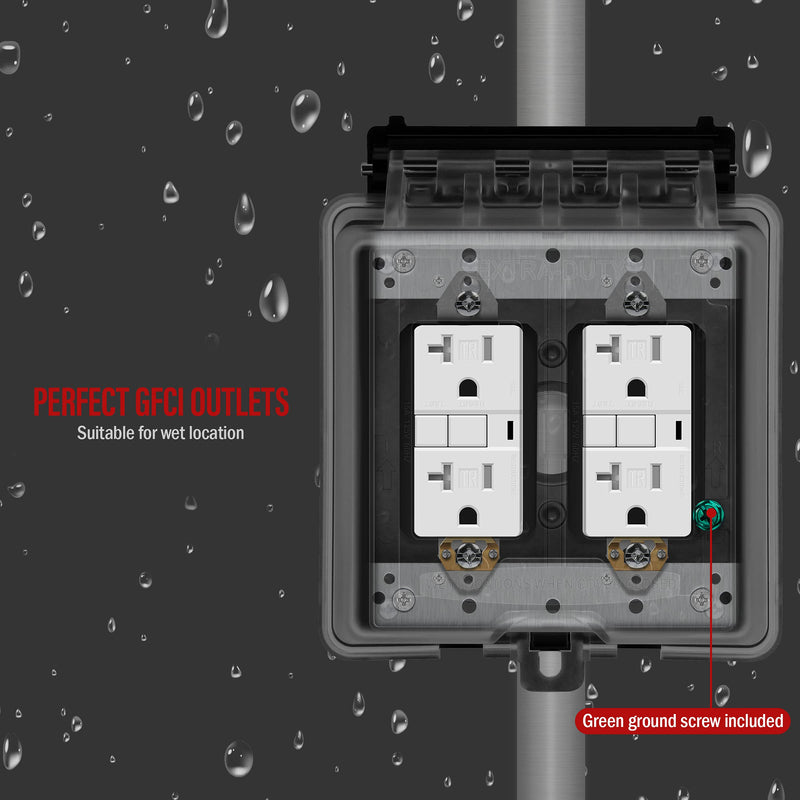  [AUSTRALIA] - ENERLITES Weatherproof Outlet Box with Three 3/4-in Threaded Outlets, Outdoor Electrical Box, 3 Holes 0.75” Each, 2-Gang, 4.53” Height x 4.53” Length x 2.16” Depth, EN2375 0.75 Inch