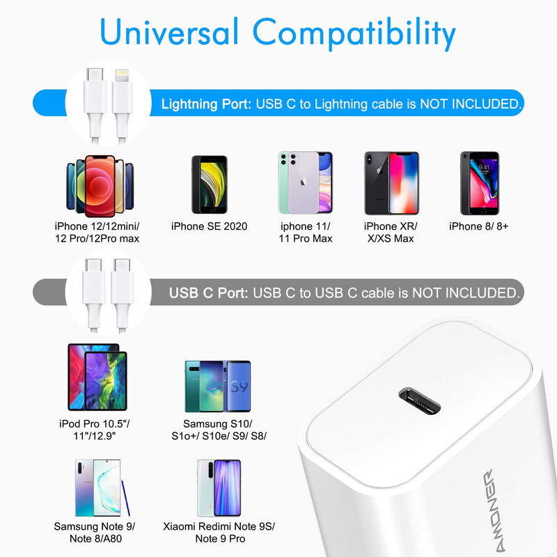  [AUSTRALIA] - iPhone 13 12 Charger, 20W USB C Wall Charger, iPhone 12 Fast Charger Adapter, PD 3.0 Type C Charger Compatible with iPhone 13 Series/12 Series/11 Series/Pixel 3/Galaxy S20/S10 White