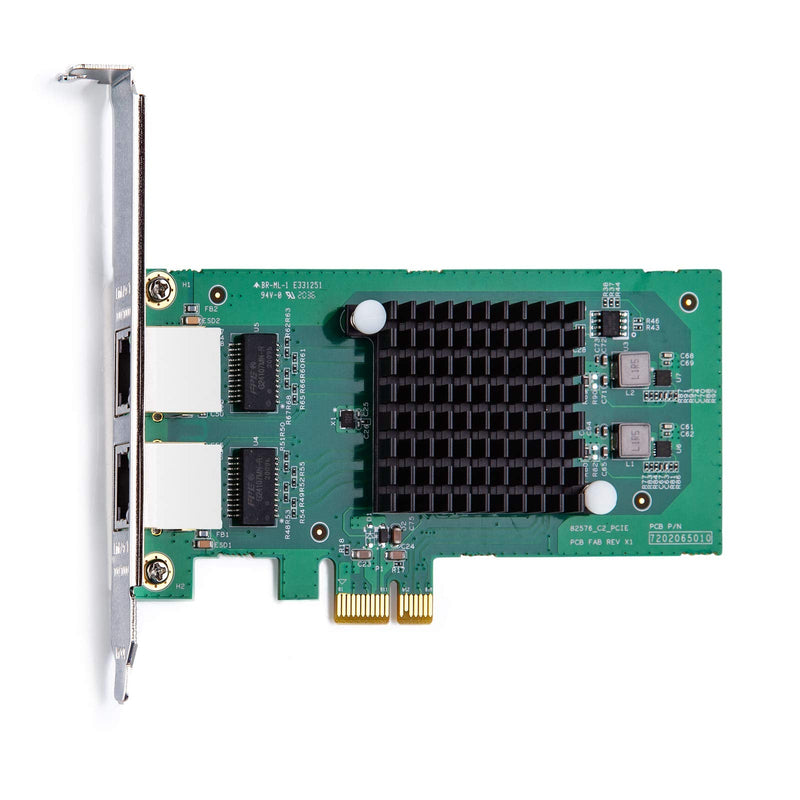  [AUSTRALIA] - 1.25G Gigabit Ethernet Converged Network Adapter (NIC) for Intel 82576 Chip, Dual RJ45 Copper Ports, PCI Express 2.0 X1, Compare to Intel E1G42ET 82576-2T-X1(2 x RJ45 Ports)
