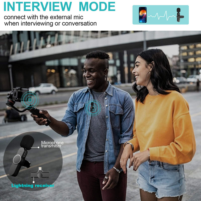 【Plug-Play with 2 Clips】 Upgraded Lavalier Wireless Microphone for iPhone Youtubers,Facebook Live Stream,Vloggers,Interview,Auto-syncs Clip-on iPhone Lapel Mic for PC (NO APP or Bluetooth Needed) - LeoForward Australia