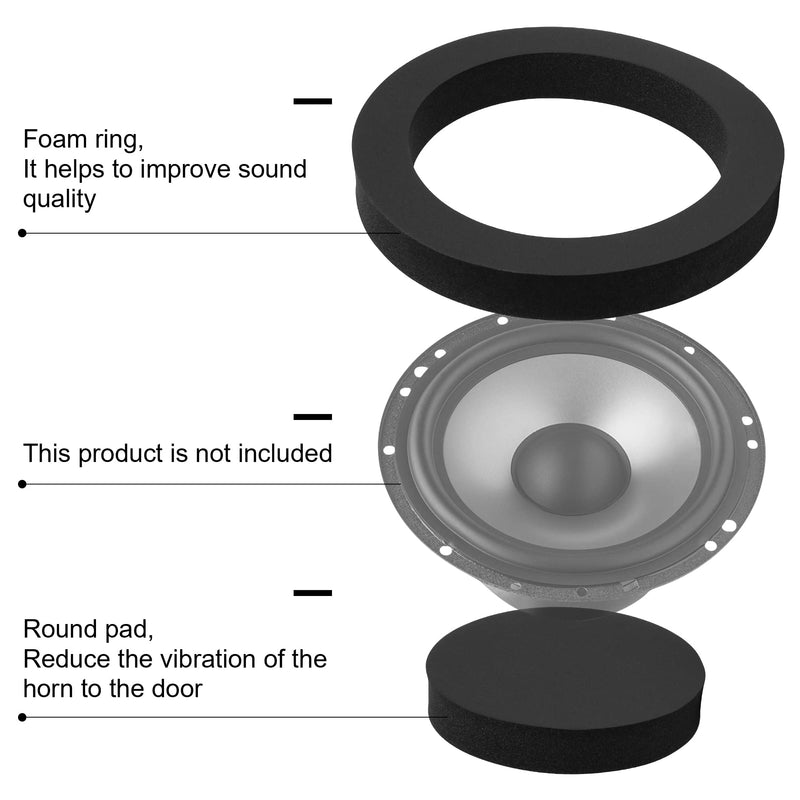 [AUSTRALIA] - RDBS 6.5" Car Door Speaker Enhancer System Sponge Kit 6.5 Inch Foam Fast Rings Horns Soundproof Foam Bass Blockers Foam Baffles Two ring