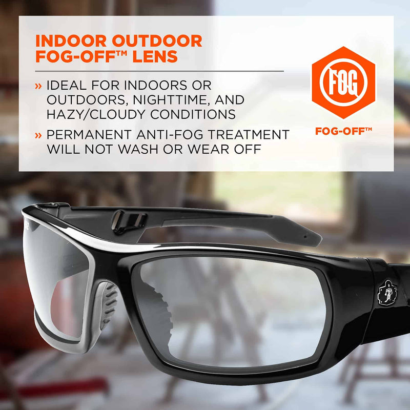  [AUSTRALIA] - Skullerz Odin Anti-Fog Safety Glasses - Black Frame, In/Outdoor Lens Black Frame, Anti-fog in/Outdoor Lens