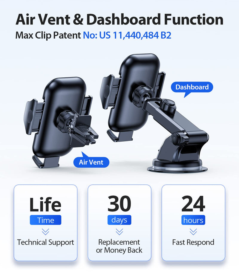  [AUSTRALIA] - VICSEED Universal Phone Mount for Car [Solid & Durable] Car Phone Holder Mount Dashboard Windshield Air Vent Long Arm Strong Suction Cell Phone Holder Car for iPhone 14 13 12 Pro Max All Mobile Phones Black