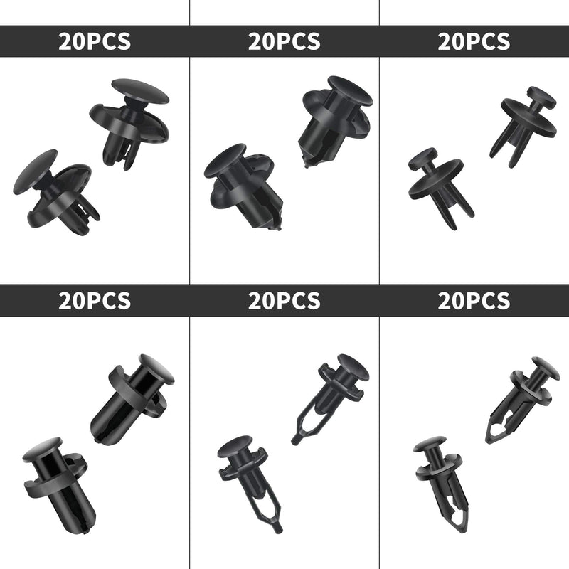 KCRTEK 120 pcs 6.3mm 8mm 9mm 10mm Nylon Bumper Push Fasteners,Bumper Clips with Fastener Removal Tool - LeoForward Australia