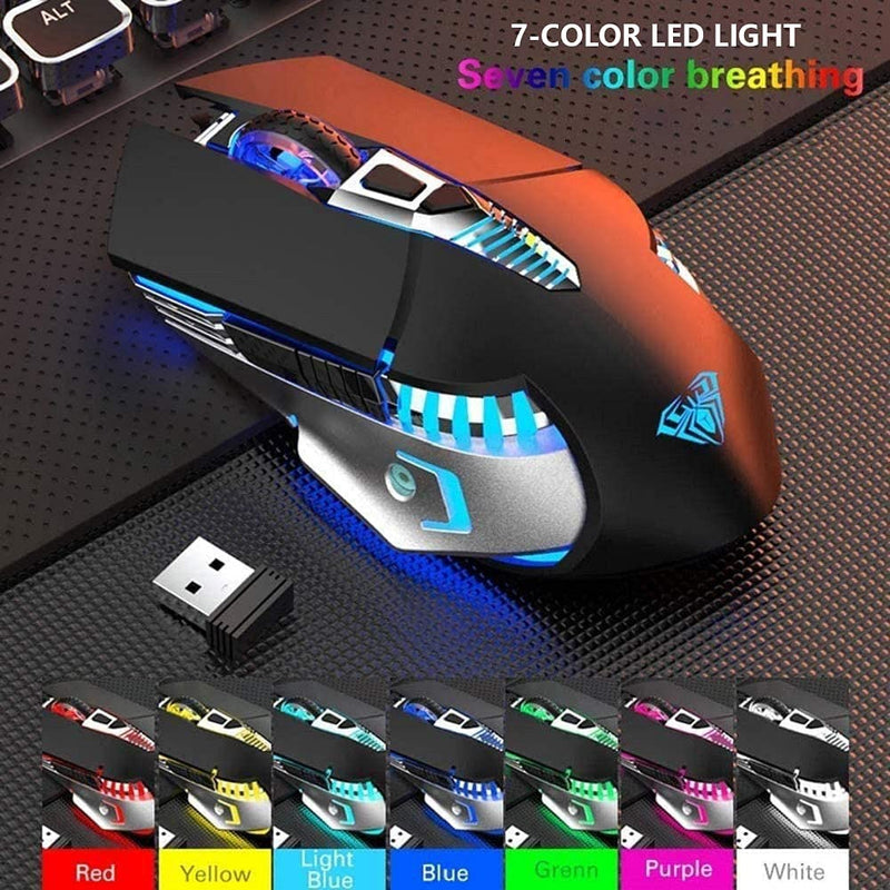  [AUSTRALIA] - Bluetooth Mouse, Rechargeable Wireless Gaming Mouse, 3 Modes(BT5.0, BT3.0 and USB), 7 Color RGB Mouse Ergonomic Computer Mice with 3 Adjustable DPI Levels, for PC Laptop Mac Chromebook Tablet - White SC200-White