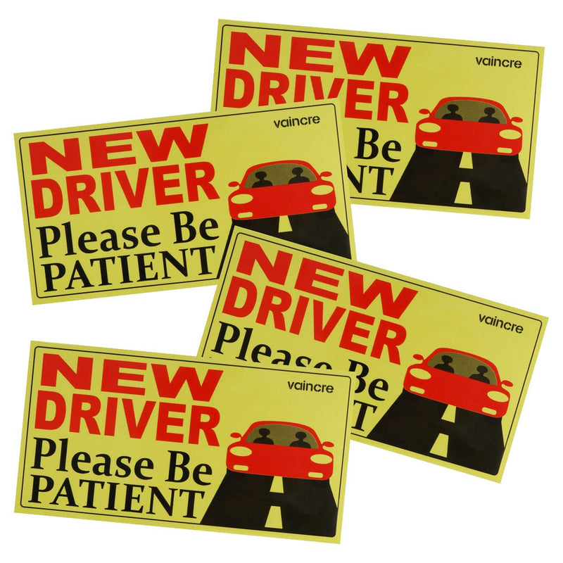  [AUSTRALIA] - Vaincre Set of 4 Reflective Student Driver Magnets for Car, Vehicle Sign Magnetic Bumper Sticker for New Driver/Novice in Yellow