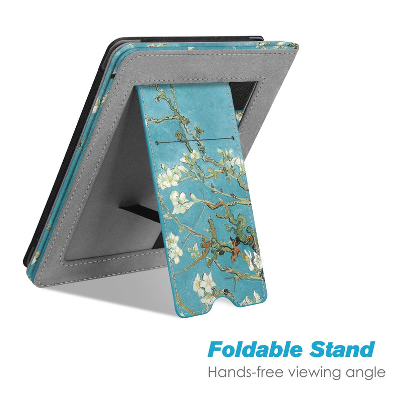  [AUSTRALIA] - Fintie Stand Case for 6" Kindle Paperwhite (Fits 10th Generation 2018 and All Paperwhite Generations Prior to 2018) - Premium PU Leather Sleeve Cover with Card Slot and Hand Strap, Blossom Z-Blossom