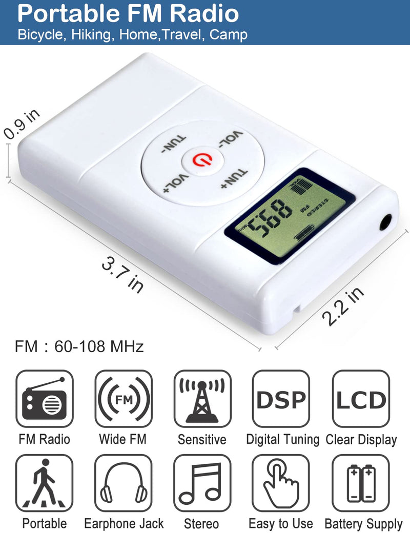  [AUSTRALIA] - ZHIWHIS Mini Portable FM Radio, Stereo LCD Digital Display Tuning Pocket Walkmen Transistor Conference Receiver with Earphone, Small Pocket Radio Operated by AAA Batteries for Walking/Running
