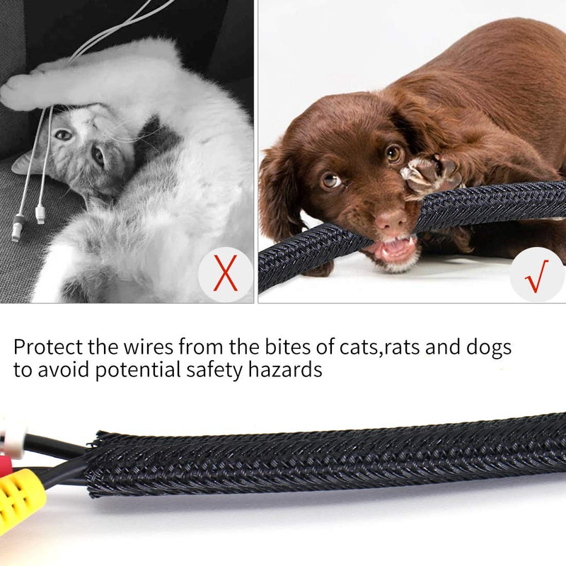  [AUSTRALIA] - Cable Management Sleeve, Protect Cat from Chewing Cords Cord Protector Wire Loom Tubing Cable Sleeve Split Sleeving for TV/Computer/Home Entertainment Audio Video Cable USB Charger Cable 1/2"-30FT