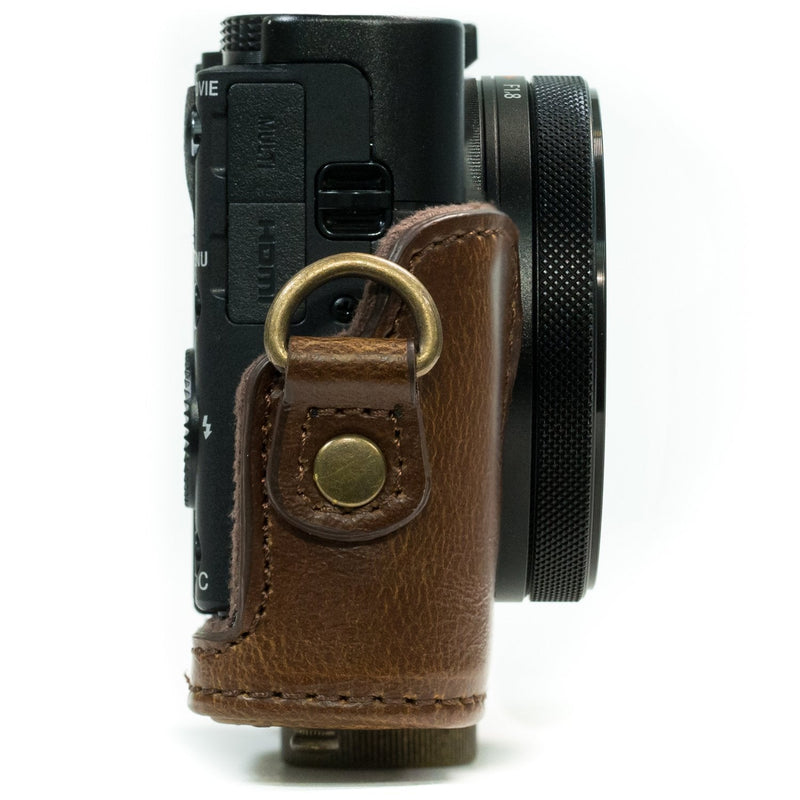  [AUSTRALIA] - MegaGear Ever Ready Leather Camera Case Compatible with Sony Cyber-Shot DSC-HX95, DSC-HX99, DSC-HX80, DSC-HX90V Dark Brown