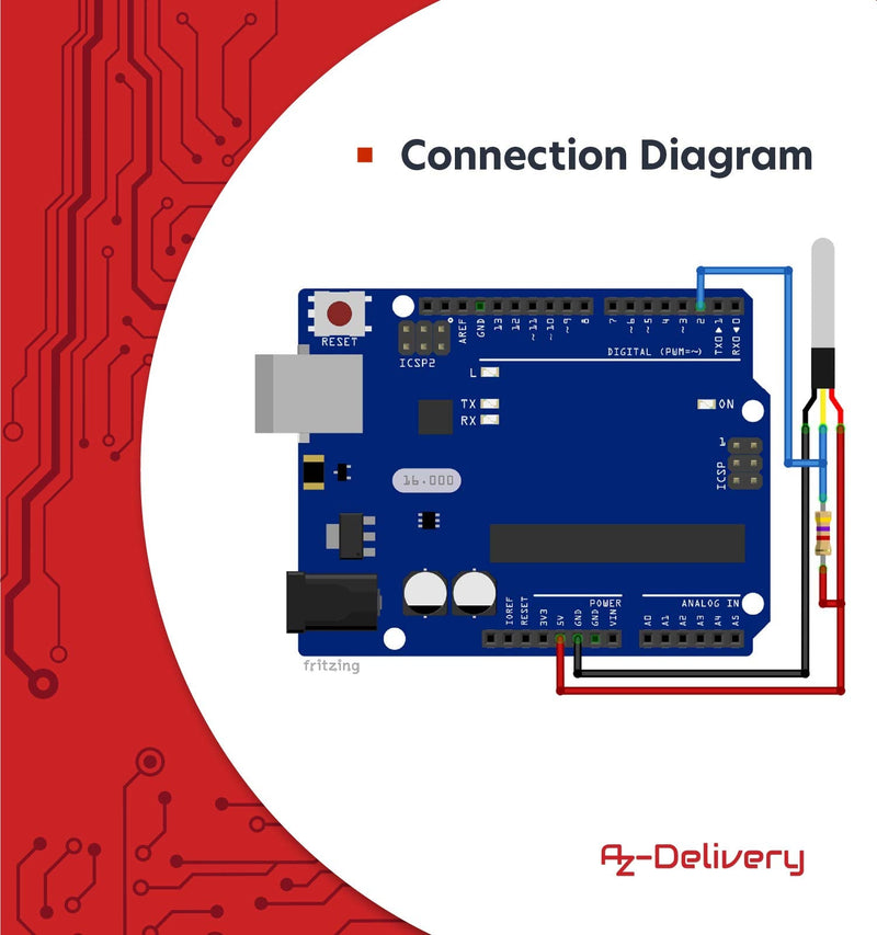  [AUSTRALIA] - AZDelivery 5 x 3M cable DS18B20 digital stainless steel temperature sensor, waterproof compatible with Arduino and Raspberry Pi including e-book!