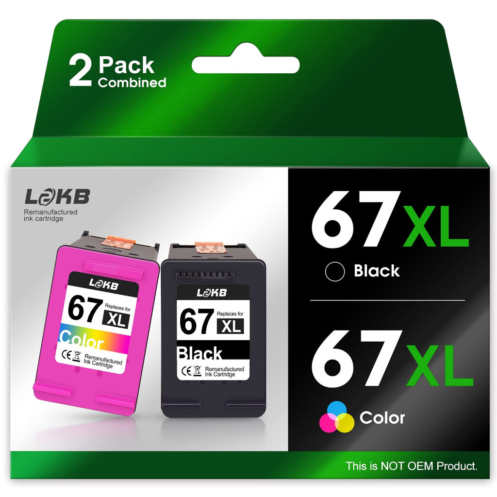  [AUSTRALIA] - XL 67 Ink Cartridges Black/Color Combo Pack Compatible for HP Ink 67 HP 67XL Work with HP Deskjet 2700 Series HP Deskjet 1255 4100 HP Envy 6000 6400 Series(1 Black 1 Tri-Color) 2PK 2PK For HP INK 67