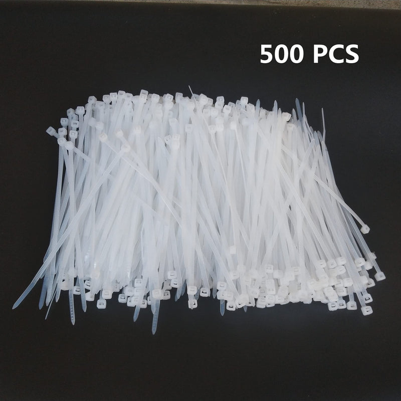  [AUSTRALIA] - 500 pcs 4 inch Cable Zip Ties Heavy Duty, Premium Plastic Wire Ties with 40 LBS Tensile Strength, UV Resistant Cable Ties, Self-Locking White Nylon Tie Straps (4 inch ( 4 x 100 mm )) 4 inch ( 4 x 100 mm )