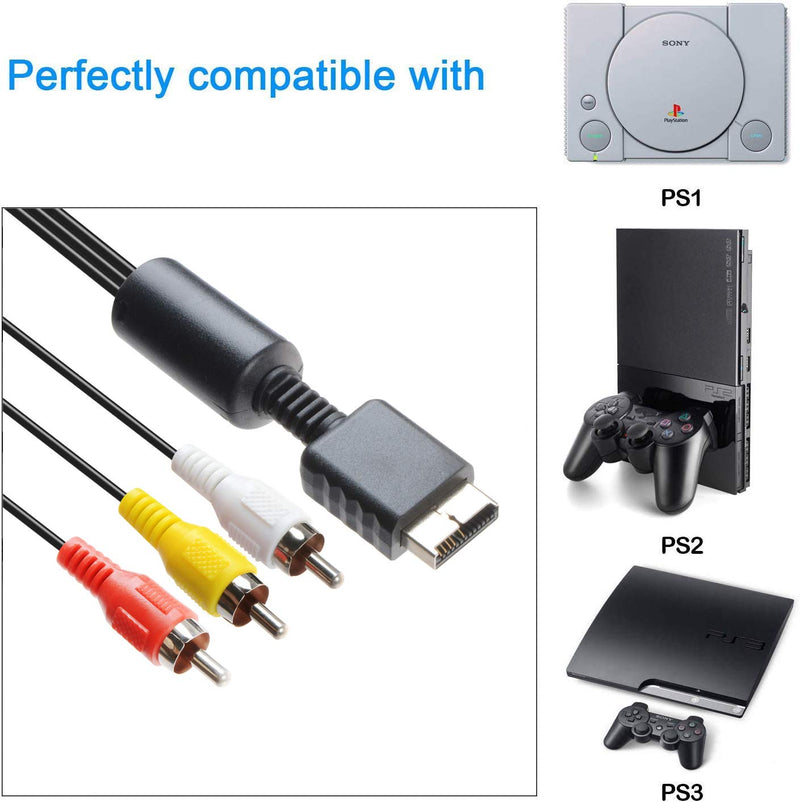 TENINYU Audio Video RCA Cable - Game Console Component Accessories Connection AV Cable for PS1 PS2 PS3 Playstation,6FT - LeoForward Australia