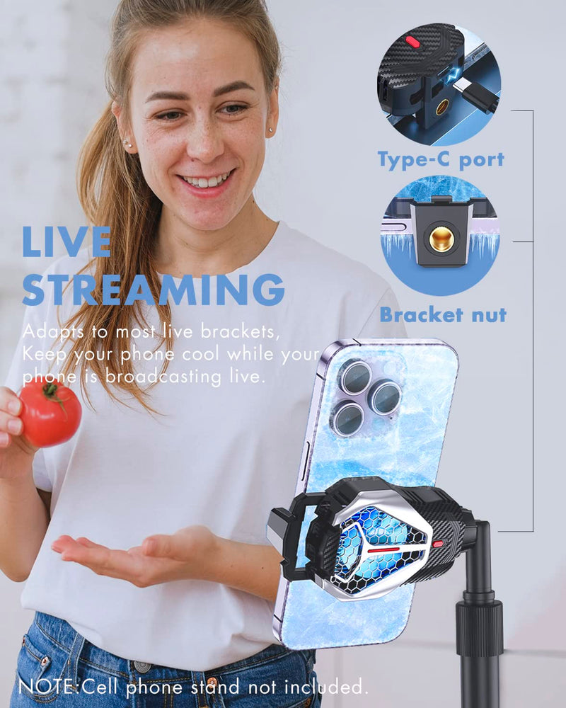  [AUSTRALIA] - ACEDAYS Phone Cooler, Phone Cooling Fan with Semi-Conductor Cooling Chip, Universal Cellphone Radiator for Tiktok Live Streaming, Outdoor Vlog, Mobile Gaming. Black/Silver