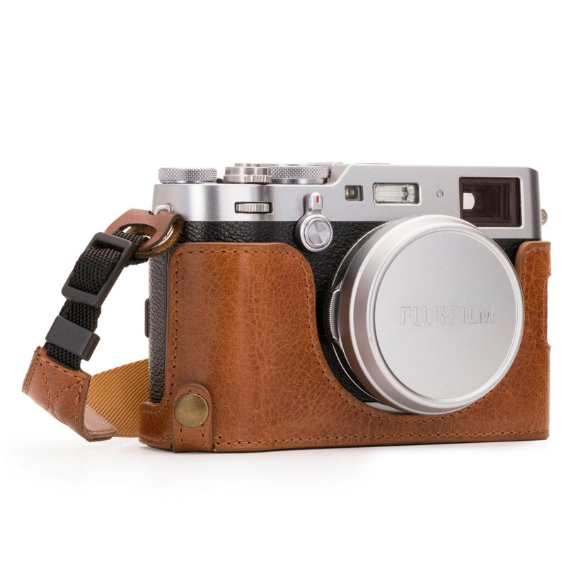  [AUSTRALIA] - Megagear MG1282 Fujifilm X100F Ever Ready Genuine Leather Camera Half Case & Strap with Battery Access, Brown