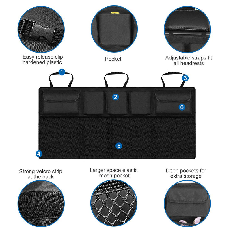  [AUSTRALIA] - Car Backseat Trunk Organizer, Auto Hanging Back Seat Storage, Car Cargo Trunk Storage Organizer Bag for Truck, SUV, Van with Adjustable Straps