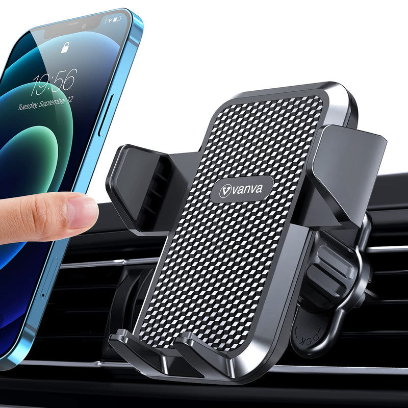  [AUSTRALIA] - vanva 【Military-Grade Universal Air Vent Car Mount, 【 Big Phones & Thick Case Friendly 】 Cell Phone Holder for Car Hands Free Clamp Cradle Vehicle Compatible with All Apple iPhone