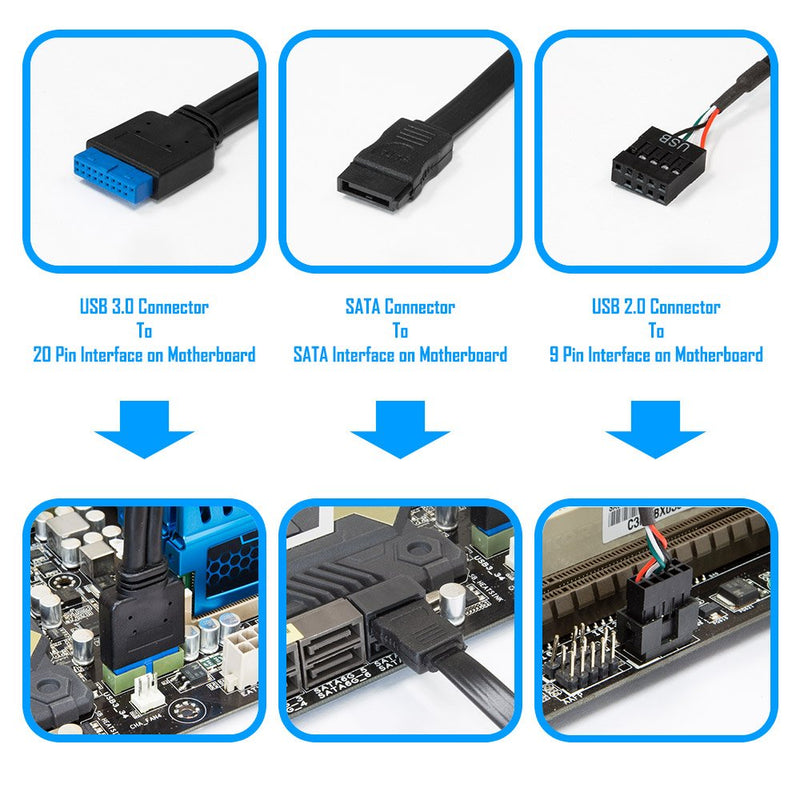  [AUSTRALIA] - Kingwin Powered USB Hub 3.0 w/ 1 USB-C Port, SD Card Reader & Micro SD Card Reader - Sata Power Port w/Lightning Speed Data Transfer Up to 5Gbps - 5.25" Computer Case Front Bay, black (KW525-3U3CR)