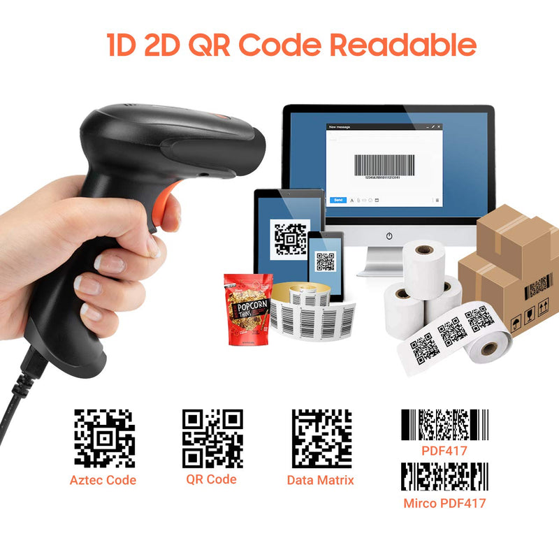  [AUSTRALIA] - Tera Pro Wireless 2D QR Barcode Scanner with Stand, 3 in 1 Bluetooth & 2.4GHz Wireless & USB Wired, Connect Smartphone Tablet PC with Vibration Alert Model HW0002 Black