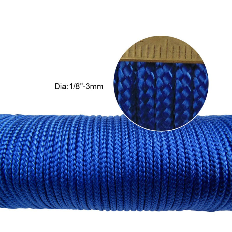  [AUSTRALIA] - Nylon Rope 1/8 inch(3mm) Solid Braid,High Strength,UV Resistant,for Commercial, Anchors,Crafts, Blocks, Pulleys, Towing, Cargo, Tie-Downs,Wheel & Axles, Boat Docks, Fishing (50 Feet x 2,Red/Blue) 1/8 inch x 50 feet x 2 Red/Blue