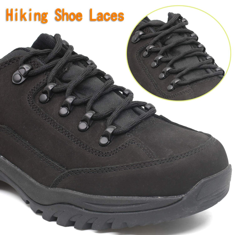 DELELE 2 Pair Round Wave Shape Non Slip Heavy Duty and Durable Outdoor Climbing Shoelaces Hiking Shoe Laces Shoestrings 39"Inch (100CM) 01 Black - LeoForward Australia