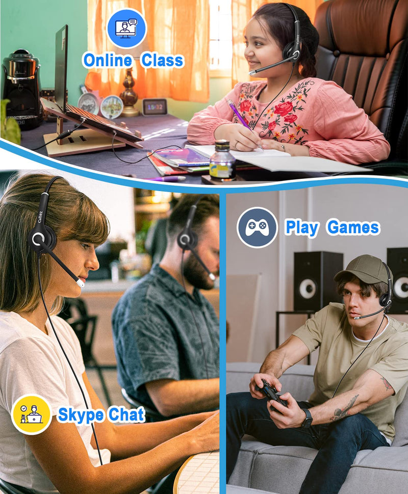  [AUSTRALIA] - Computer Headset with Mic for Cell Phone/PC/Laptop/Tablet, Wired 3.5mm Stereo Headphones with Noise Cancelling Microphone for Home Office Zoom Broadcast Game Chat PS4, Ultra Comfort