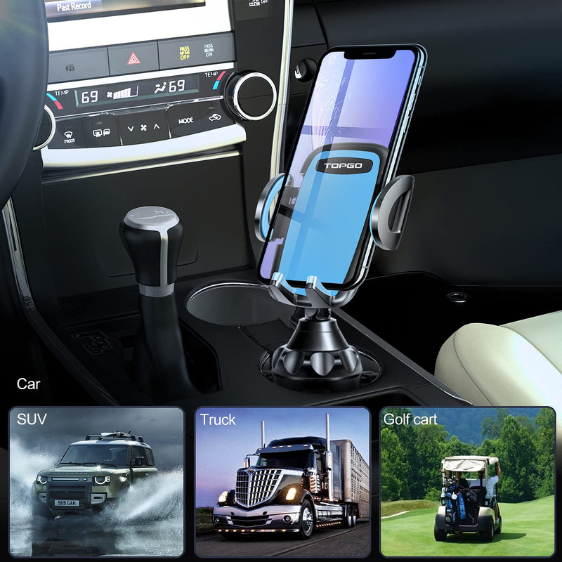  [AUSTRALIA] - TOPGO Cup Holder Phone Holder, [Secure & Stable] Car Cup Holder Phone Mount Cell Phone Automobile Cradle for iPhone, Samsung and More Smart Phone -Blue Blue 8 inch