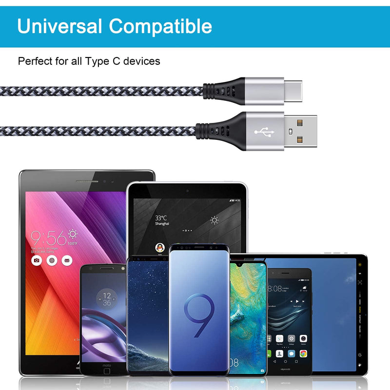  [AUSTRALIA] - USB Type C Cable, (4-Pack 6ft) USB-A to USB-C Nylon Braided Fast Charging Data Sync Transfer Cord for Samsung Galaxy S23+/S21/S22/S20 S10,Z Fold4/Flip4 5G,A14/A13 /A53/A73,Google Pixel 7a/7Pro/6,Moto