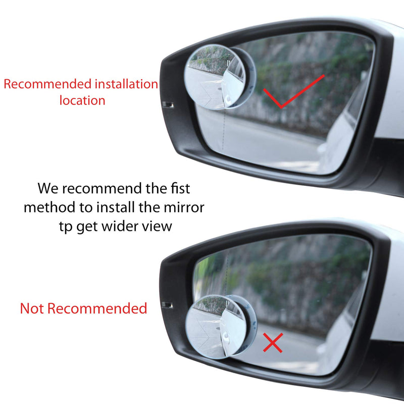  [AUSTRALIA] - LivTee Blind Spot Mirror, 2" Round HD Glass Frameless Convex Rear View Mirror with wide angle Adjustable Stick for Cars SUV and Trucks, Pack of 2