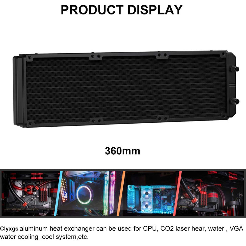  [AUSTRALIA] - Clyxgs Water Cooling Radiator, 12 Pipe Aluminum Heat Exchanger Radiator with Tube for PC CPU Computer Water Cool System DC12V 360mm