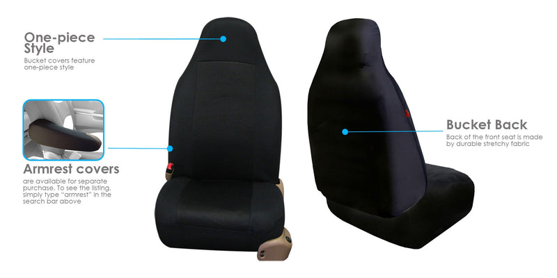  [AUSTRALIA] - FH Group FB102102 Classic Cloth Seat Covers (Black) Front Set with Gift – Universal Fit for Cars Trucks & SUVs