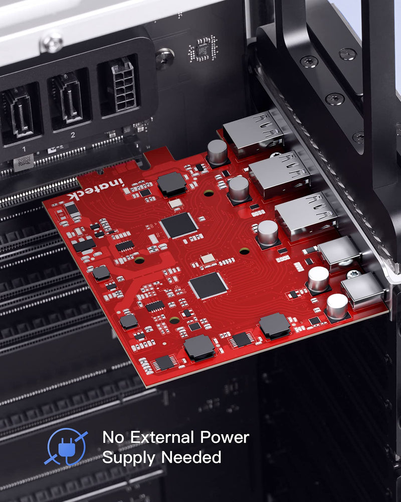  [AUSTRALIA] - Inateck PCIe to USB 3.2 Gen 2 Extension Card with 5 Ports 8 Gbps Bandwidth,No External Power Source Required, RedComets U25