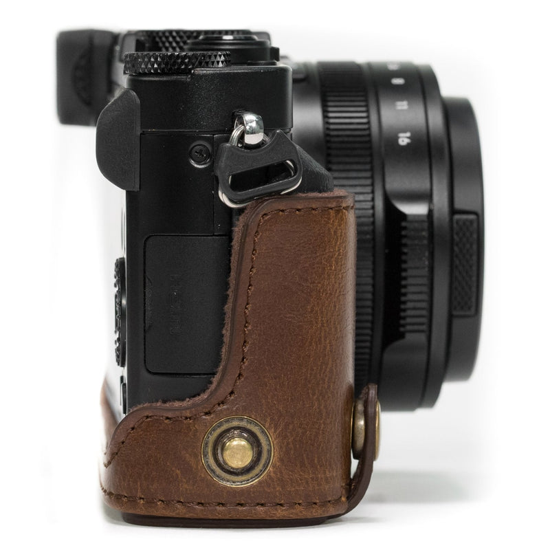  [AUSTRALIA] - MegaGear Ever Ready Protective Leather Camera Case, Bag for Panasonic LUMIX LX100, DMC-LX100 Camera (Dark Brown)