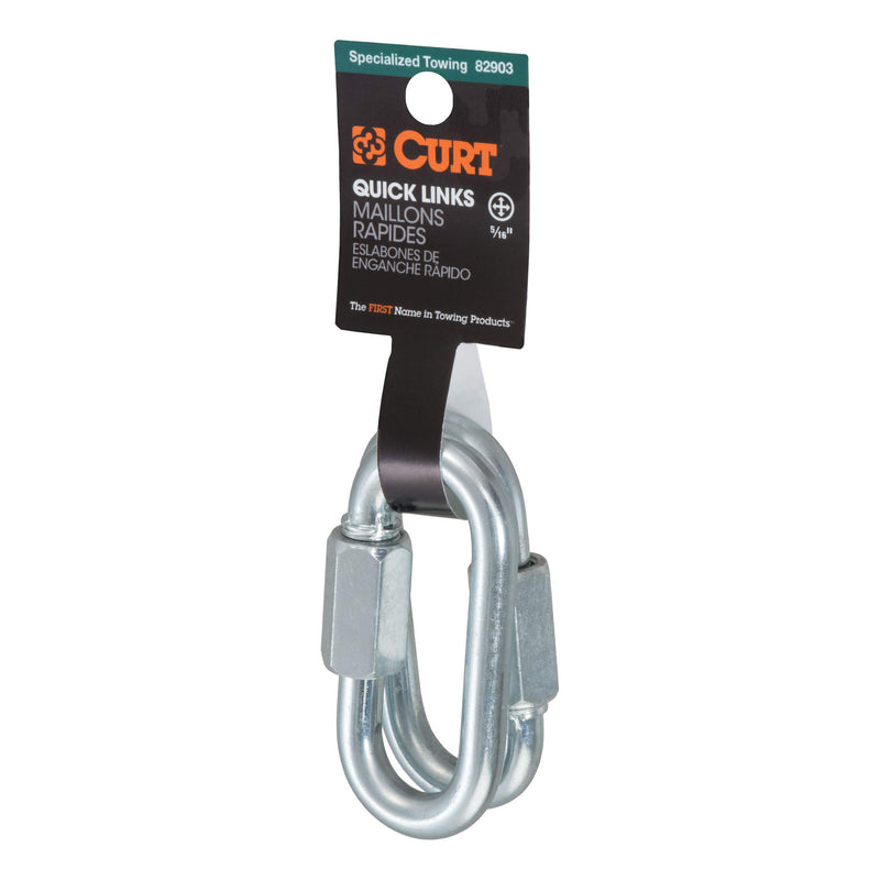  [AUSTRALIA] - CURT 82903 Threaded Quick Link Trailer Safety Chain Hook Carabiner Clips 5/16-Inch Diameter, 1,760 lbs, 2-Pack