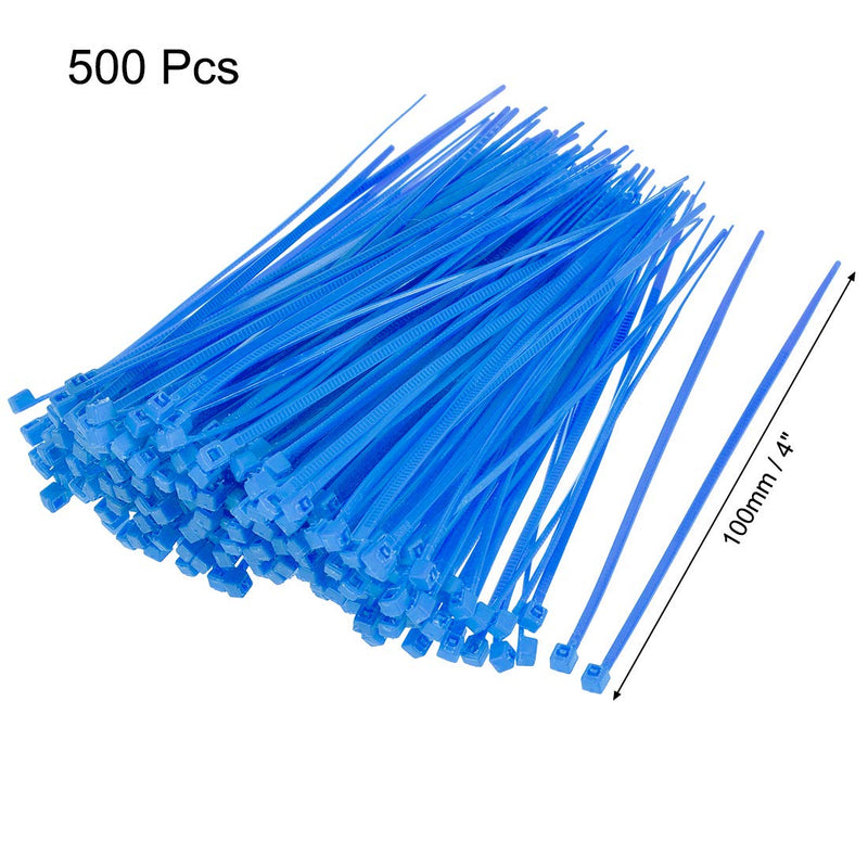  [AUSTRALIA] - uxcell Nylon Cable Ties 4 Inch Self-Locking Zip Ties 0.07 Inch Width Blue 500pcs