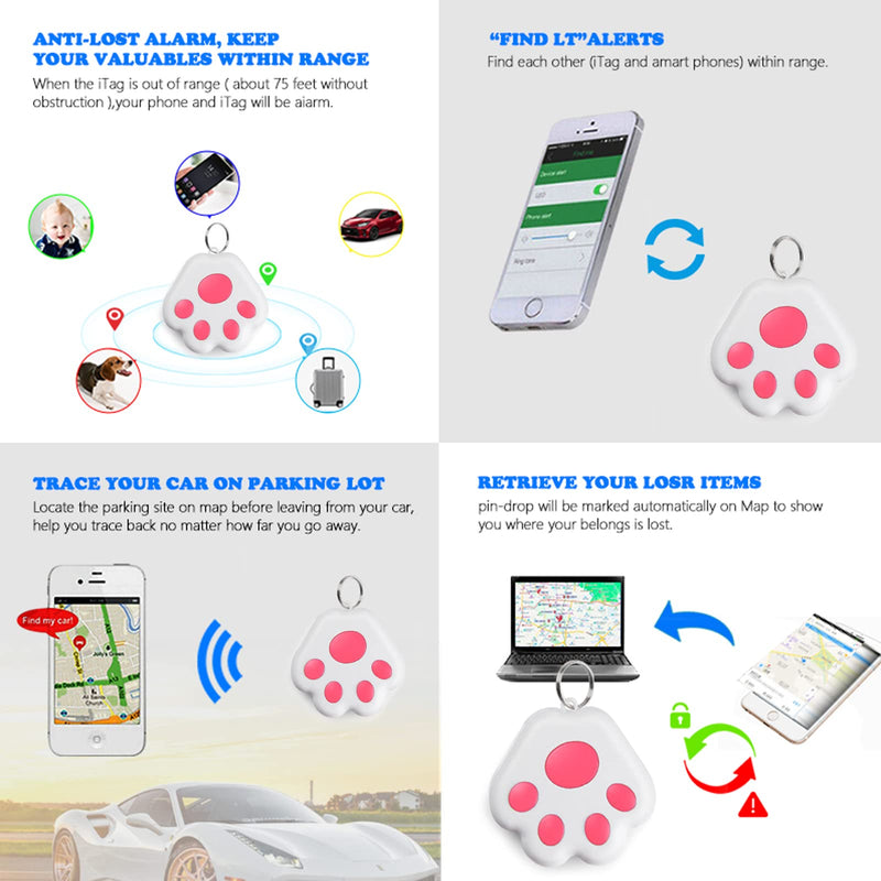  [AUSTRALIA] - 1 Pack Pink Mini Dog GPS Tracking Device,Network Tracker&Item Locator for Keys No Month Fee Portable Anti-Lost Device Ultra Light for Luggage/Kid/Pet
