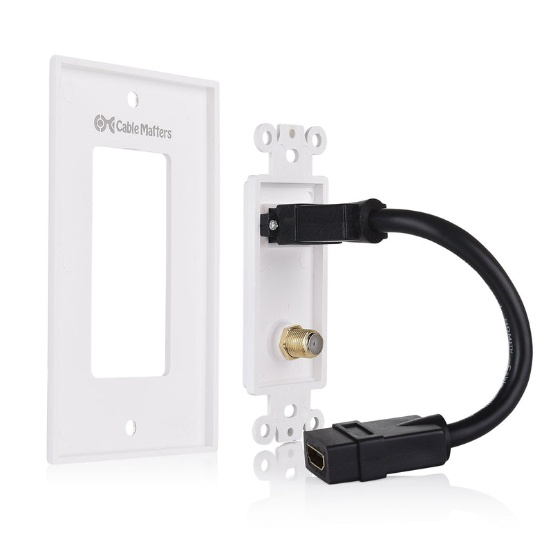  [AUSTRALIA] - Cable Matters HDMI Wall Plate with Coax Outlet (Coax Wall Plate) in White
