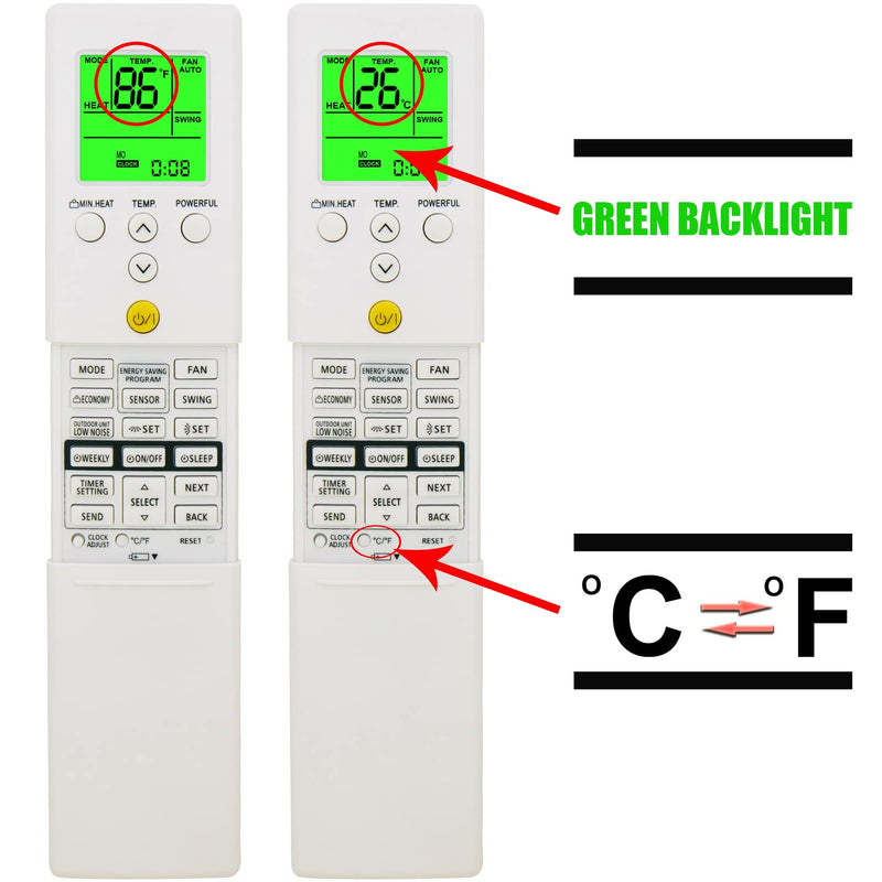  [AUSTRALIA] - RCECAOSHAN Replacement for Fujitsu Air Conditioner Remote Control AR-RED1U ARRED1U AOU9RLS2 AOU12RLS2 AOU15RLS2 ASU9RLS2 ASU12RLS2 ASU15RLS2 Display in Both Fahrenheit and Celsius