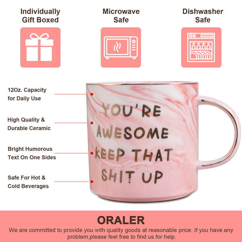  [AUSTRALIA] - ORALER Gifts for Wife Christmas Gifts for Girlfriend,12 OZ Funny Coffee Mug: You're Awesome Unique Ceramic Valentine's Day Festival Birthday Gifts for Her Him Men&Women Who Love Tea Mugs&Coffee Cups