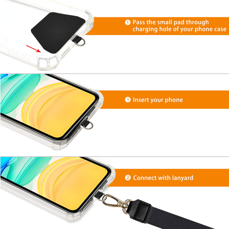  [AUSTRALIA] - Phone Lanyard, COCASES Wrist Lanyard and Neck Lanyard for Keys ID Badge Set Phone Tether Compatible with iPhone, Samsung Galaxy & Most Smartphones Black