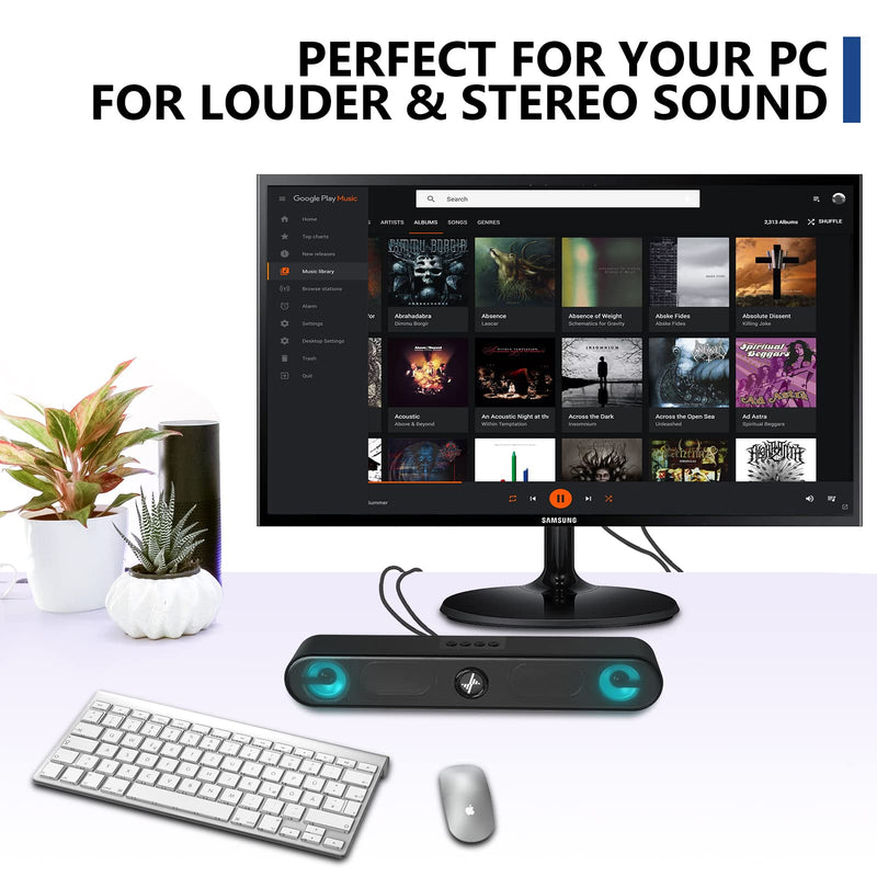  [AUSTRALIA] - LENRUE Computer Speakers,Wired USB-Powered PC Speakers with 10W Stereo Sound,Sound-bar Speakers for PC Desktop Computer Laptop Monitor