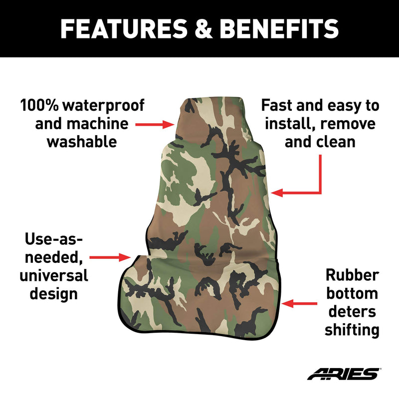  [AUSTRALIA] - ARIES 3142-20 Defender 23.5 x 58.25-Inch Camo Camouflage Universal Bucket Car Seat Cover Protector