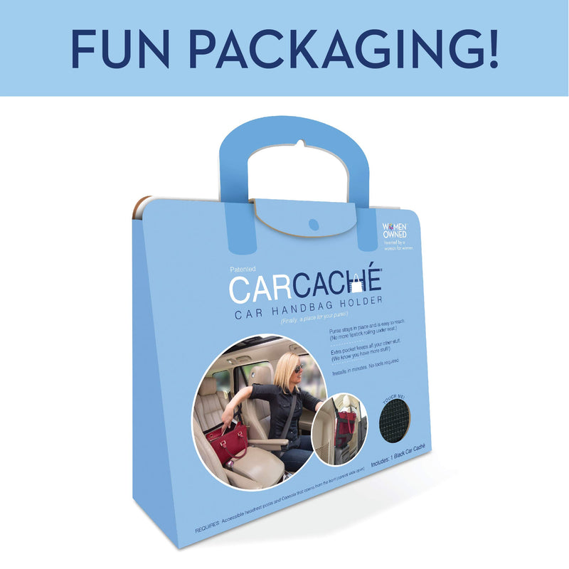  [AUSTRALIA] - Car Cache - Handbag Holder: Car Purse Storage & Pocket (for Smaller Items) - Helps as Dog Barrier, Too! Original Invention, Patented Black