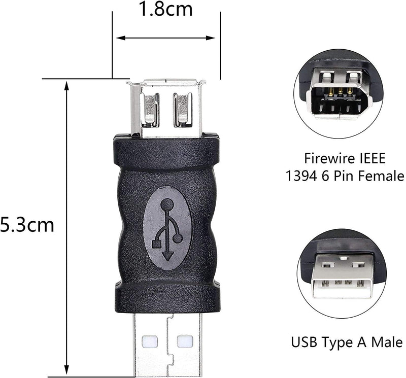  [AUSTRALIA] - FastSun Firewire IEEE 1394 6 Pin Female to USB Male Adaptor Convertor 2PCS 2 PCS