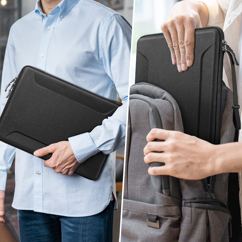  [AUSTRALIA] - Fintie 13-14 Inch Laptop Sleeve Case for MacBook Pro 14 A2442, MacBook Air 13.6 A2681, MacBook Air 13, MacBook Pro 13, iPad Pro 12.9 - Shockproof EVA Carrying Bag for Up to 14" Laptop Tablet, Black 13.3 Inch