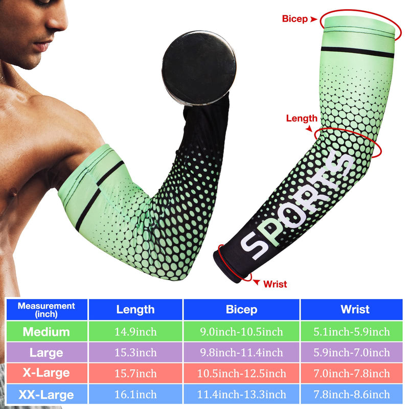  [AUSTRALIA] - 4 Pairs L size UV Sun Protection Cooling Compression Sleeves Unisex Arm Sleeves Long Football Arm Sun Sleeves Classic Style Large