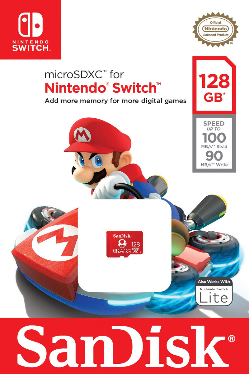  [AUSTRALIA] - SanDisk 128GB microSDXC Card, Licensed for Nintendo Switch - SDSQXAO-128G-GNCZN Super Mario Super Mushroom